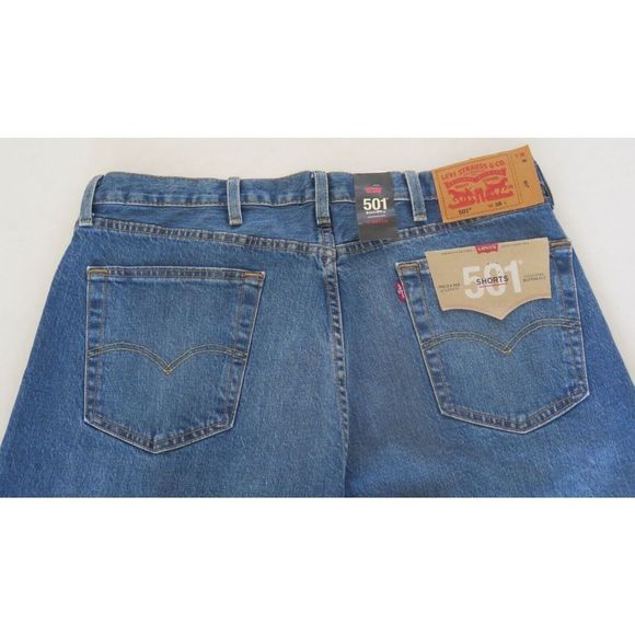 Levi's 501 Men's Sz 38 Blue Denim Stretch Signature Button Fly Shorts - Picture 5 of 6